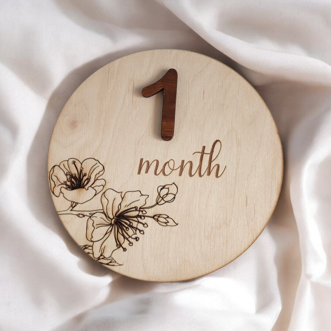 Personalized Baby Monthly Milestone Cards Floral Motif Social Media ...