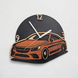 Orologio da parete in legno per auto da uomo, regalo per amanti delle auto, regalo per papà, decorazione da parete per garage, cartello per caverna dell'uomo