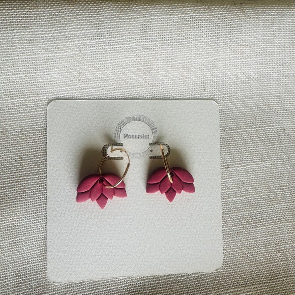 The Detachable Hoops Collection in Wine + Lotus Leaf |  Polymer Clay Earrings | Light Weight| Handmade |