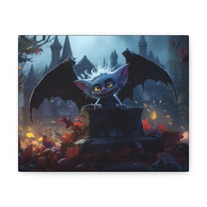 Cute Bat Canvas Print - Great Halloween Gift or Halloween Decor - Spooky Season - Pumpkins - Fall Decor