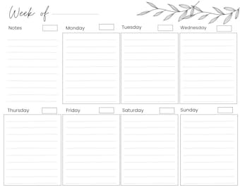 Weekly Planner Printable Week at Glance Undated Weekly Planner Weekly ...