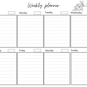 Printable weekly planner lined horizontal minimalist design printable weekly to do list