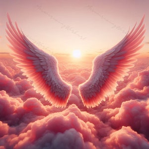 Memorial Template RIP Heavenly Birthday In Loving Memory Birthday in Heaven Overlay Heaven Background PNG Instant Download Angel Wings