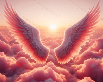 Memorial Template RIP Heavenly Birthday In Loving Memory Birthday in Heaven Overlay Heaven Background PNG Instant Download Angel Wings