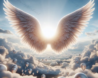 Heavenly Birthday In Loving Memory Birthday in Heaven Overlay Heaven Background PNG Memorial Template RIP Instant Download Angel Wings