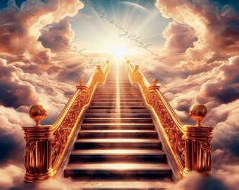 Heaven Background PNG Memorial Background Stairs to Heaven Memorial Design Instant Download Heaven Backdrop RIP Overlay Heavens Gate