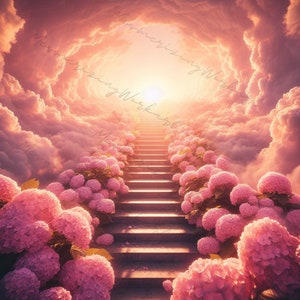 Heaven Background PNG Memorial Background Stairs to Heaven Memorial Design Instant Download   Heaven Backdrop RIP Overlay Heavens Gate