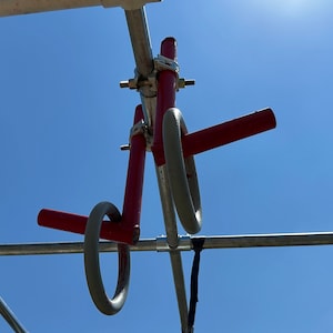 Ninja Warrior SKY HOOKS (set of 2). Includes install hardware for 1.25 galvanized steel bar 1.66 OD.