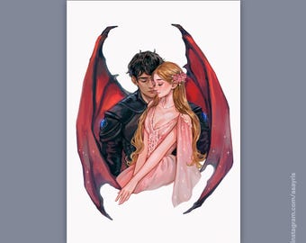 ACOTAR Azriel Elain Archeron Elriel Bookart illustration print A Court of Thorns and Roses merch couples art prints gift