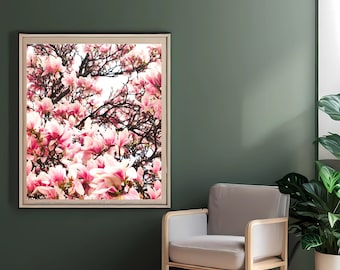 Magnolien Wandkunst, Blumen Wandkunst, Posterdruck, digitale Kunst, digitaler Download, Blumendrucke, botanischer Druck, Frühling Wanddekor