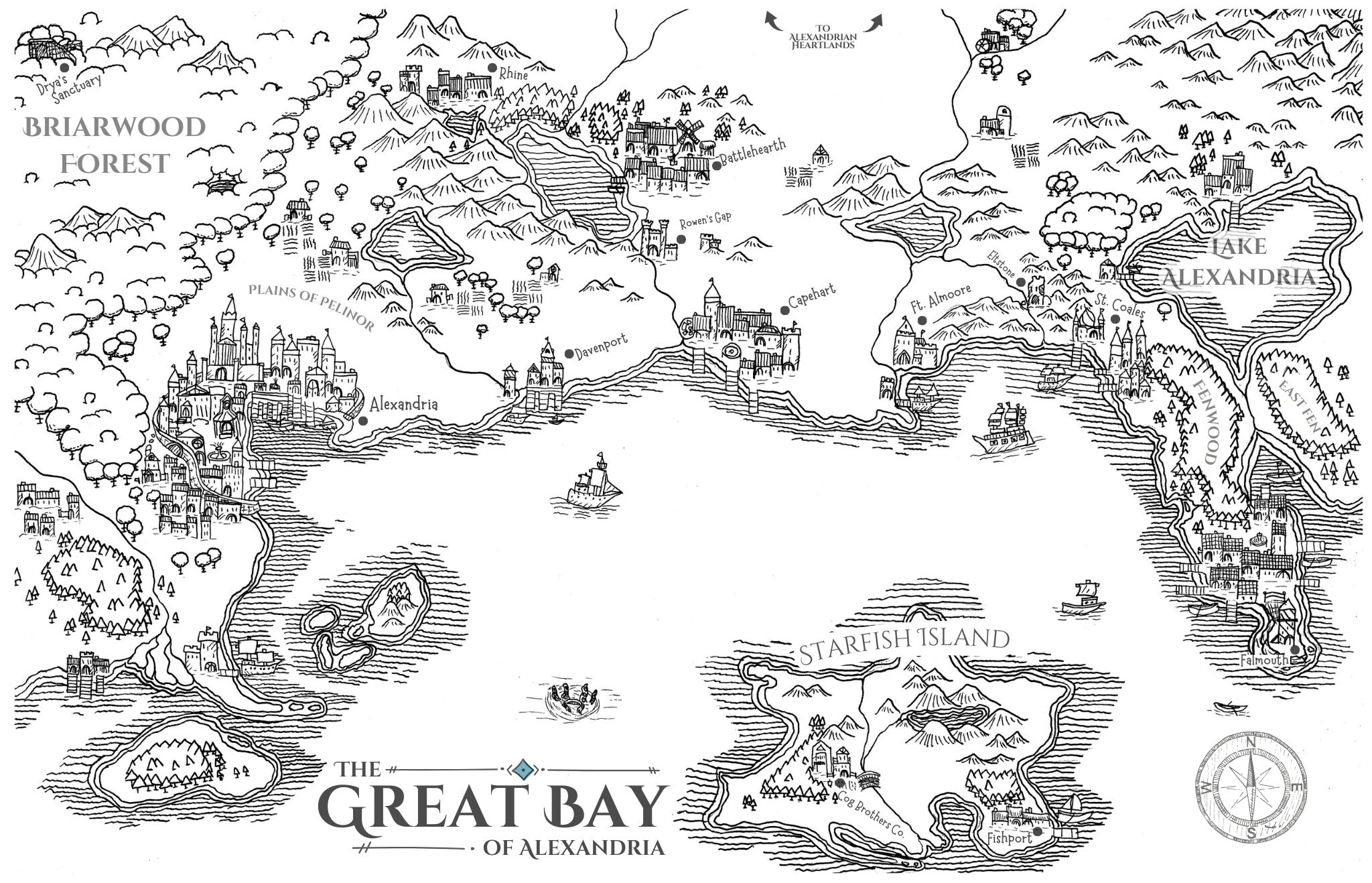 Hand Drawn Printable Map the Great Bay Etsy