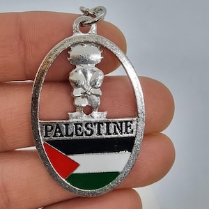 PALESTINE FLAG With Handala and Engraved Palestine Word Key Chain / Keyring