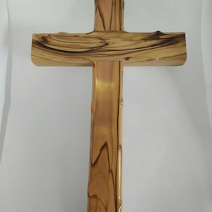 Hand carved Plain Olive Wood Wall Hanging Cross 25 cm from Jerusalem, The Holy land