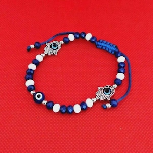 Hamsa Hand Evil Eye Adjustable Blue Bracelet