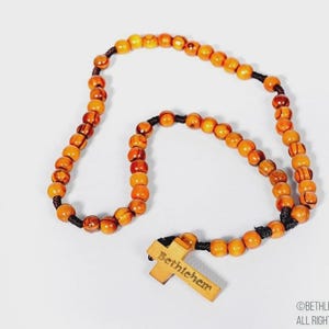 Hand Made Olive Wood Rosary Beads From Bethlehem, The Holy Land / Free Booklet Card / Plenty details in description