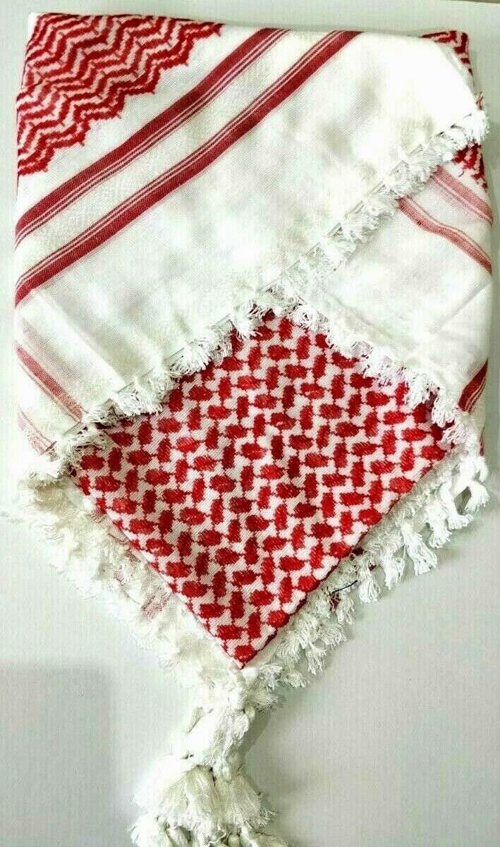 Red and White Palestinian Shemagh (scarf) Genuine & Original With Tassels Grade A