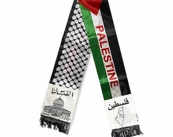 Palestine Map Palestinian Flag Neck Scarf with map of Palestine and Al-Aqsa