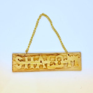 Handmade Olive Wood SHALOM Wall Hanging Plaque