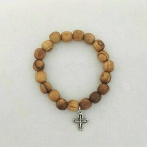 OLIVE WOOD BRACELET Rosary with Cross Hand Made from Bethlehem, the Holy Land