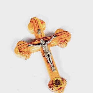 Hand Made Olive Wood Crucifix With Holy Land Earth From Bethlehem, The Holy Land