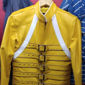 Men Lambskin Yellow Leather Jacket Handmade Belted Leather Jacket Custom Concert Jacket Men Real Leather Halloween Jacket Gift For Him EI27