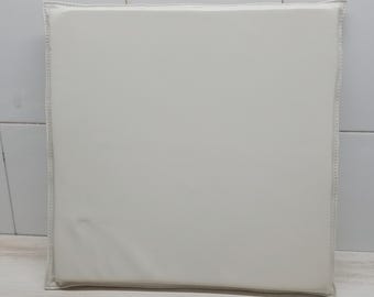 Lambskin Leather Chair Pad - Off White Square Seat Cushion