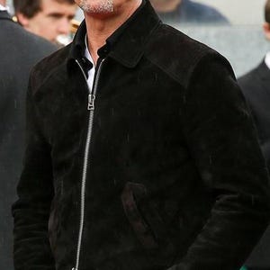 Veste en cuir suédée noire pour homme Survêtement en daim fait main Veste de style classique Veste en daim cowboy Slim Fit Veste en daim de célébrité MSJ39
