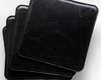 Genuine Lambskin Leather Chair Pad - Square Seat Cushion