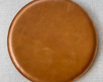 Genuine Lambskin Leather Round Chair Pad: Home Decor Seat Cushion