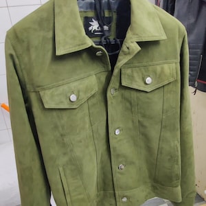Lambskin Suede Trucker Jacket: Men&#39;s Western Style Leather Denim Jacket