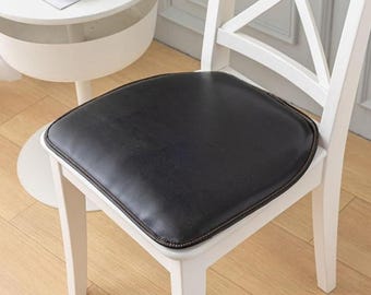 Lambskin Leather Chair Pad: Round Edge Dining Seat Cushion