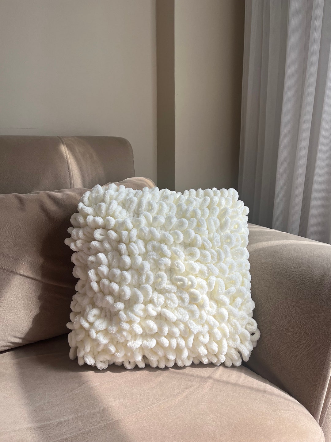 Alize Puffy Pillow, Soft Fluffy Pillow,sofa Pillow Couch,chunky Knit Decorative Pillow, 16x16