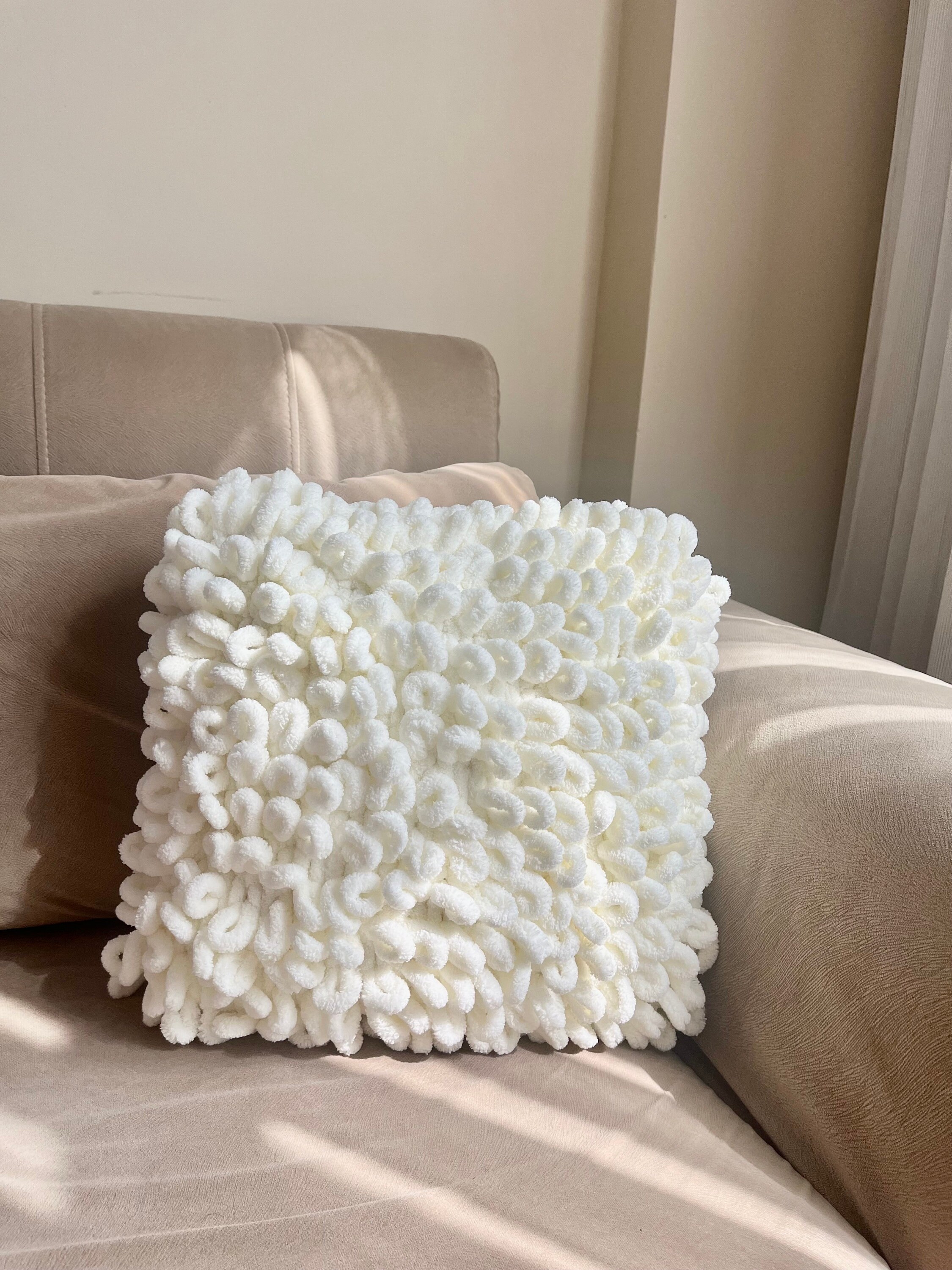 Alize Puffy Pillow, Soft Fluffy Pillow,sofa Pillow Couch,chunky Knit Decorative Pillow, 16x16