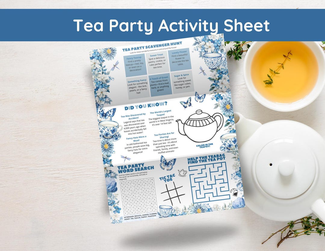 Tea Party Games Printable, Kids Tea Party Activities, Girls Tea Party ...