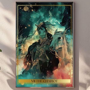 Le Chariot - Belle carte de tarot Arcanes majeurs | jusqu'au format A2 | Affiche imprimable | 300 PPP | jusqu'à 16,5"x23,4" (42x59,4 cm) - 5:7 AR
