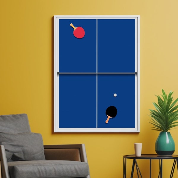 Table Tennis Blue | Minimalistic Ping Pong Poster | Printable 300 DPI | up to A1, 33 inch/84.1 cm height | Wall Art