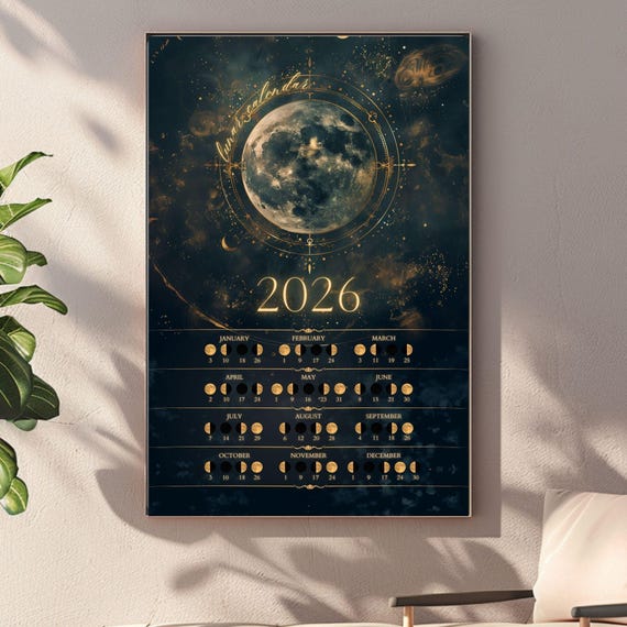 2026TYPE-MOONカレンダー Amazon.com: 2026 Moon Phases Calendar Poster 11x17 Unframed Print
