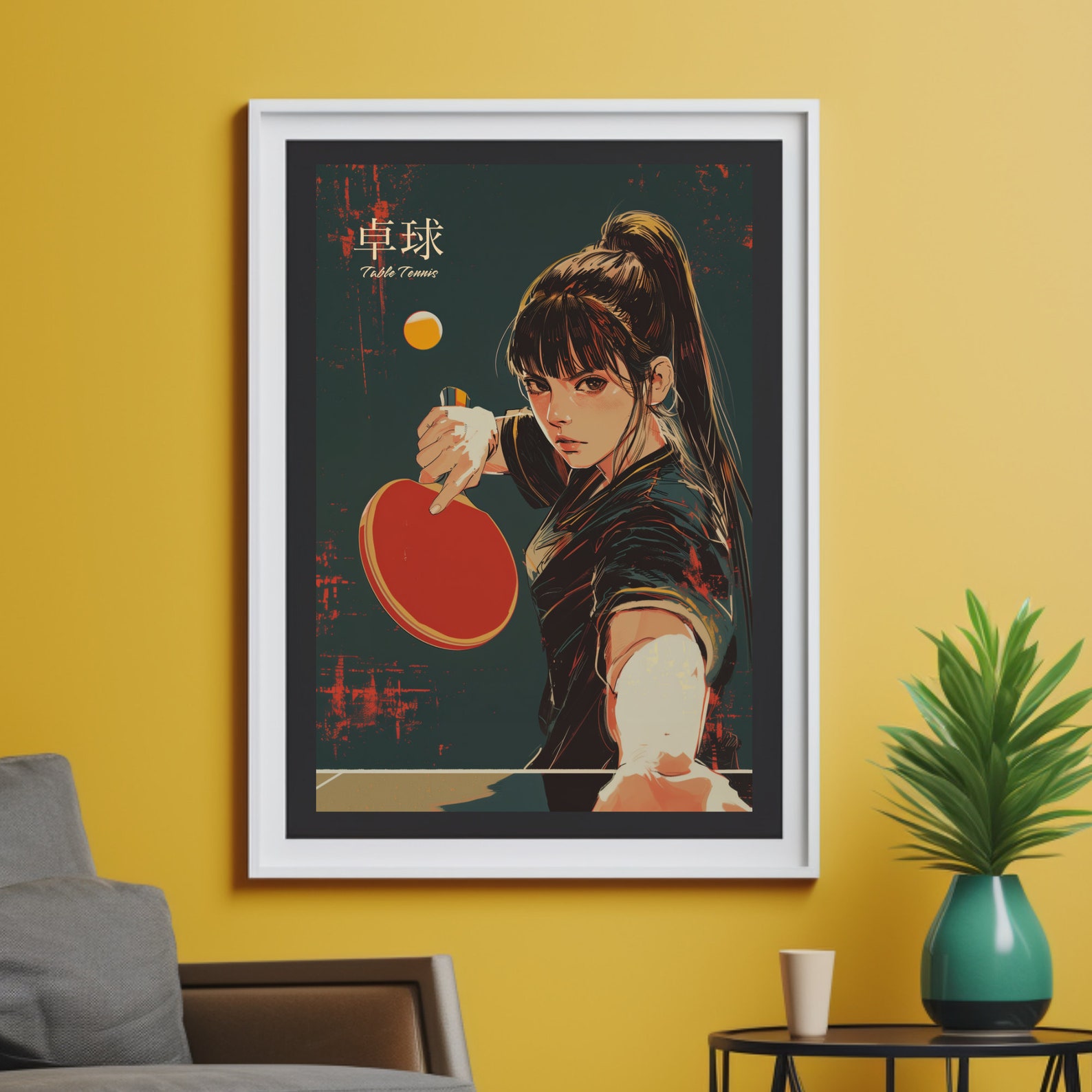 Table Tennis Anime Poster Ping Pong Manga Style Illustration