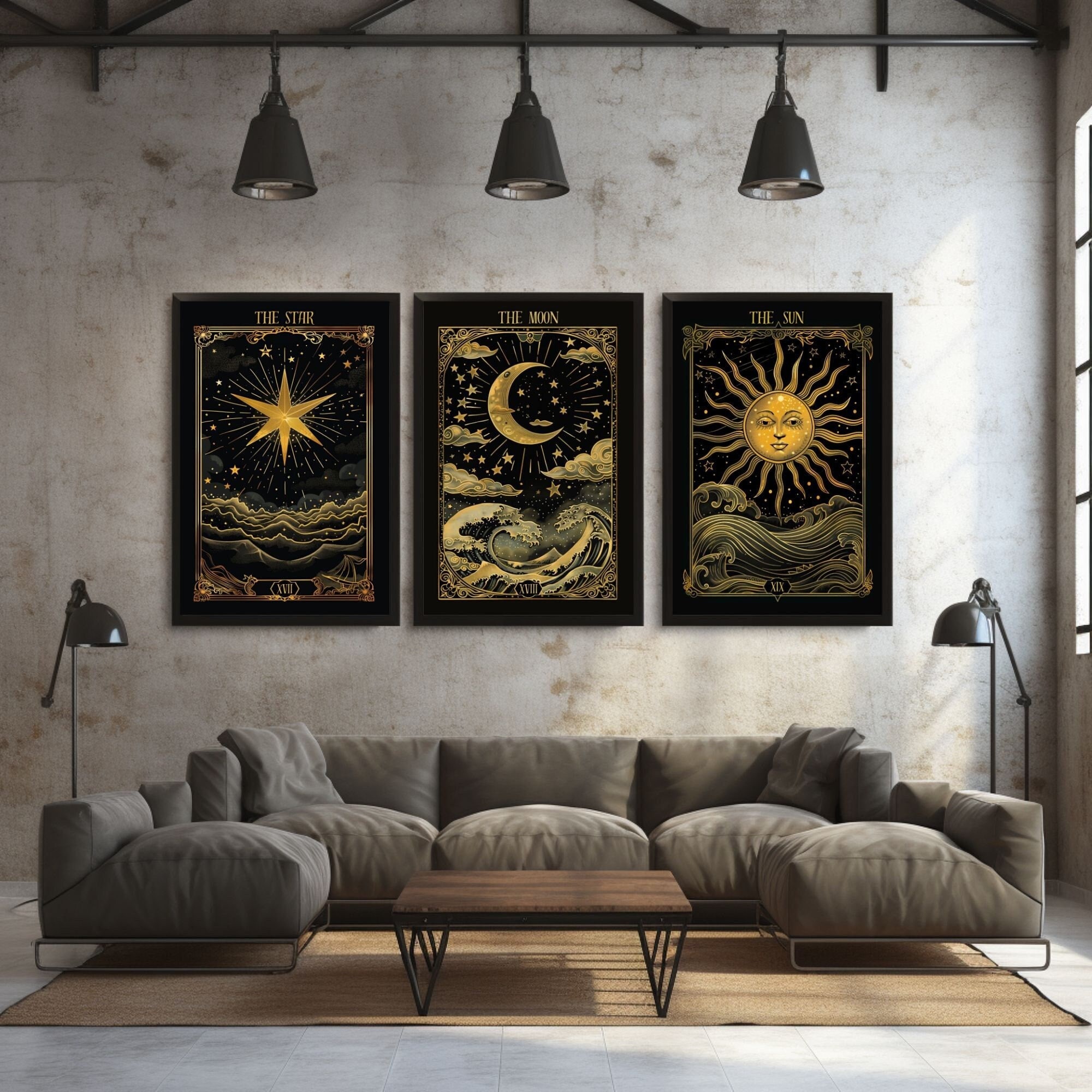 Mini-Poster Deadly Tarot 'The Sun' In Cornice Di Legno Nera 35x45 Cm: Quadro Con Plexiglass, Pronto Da Appendere