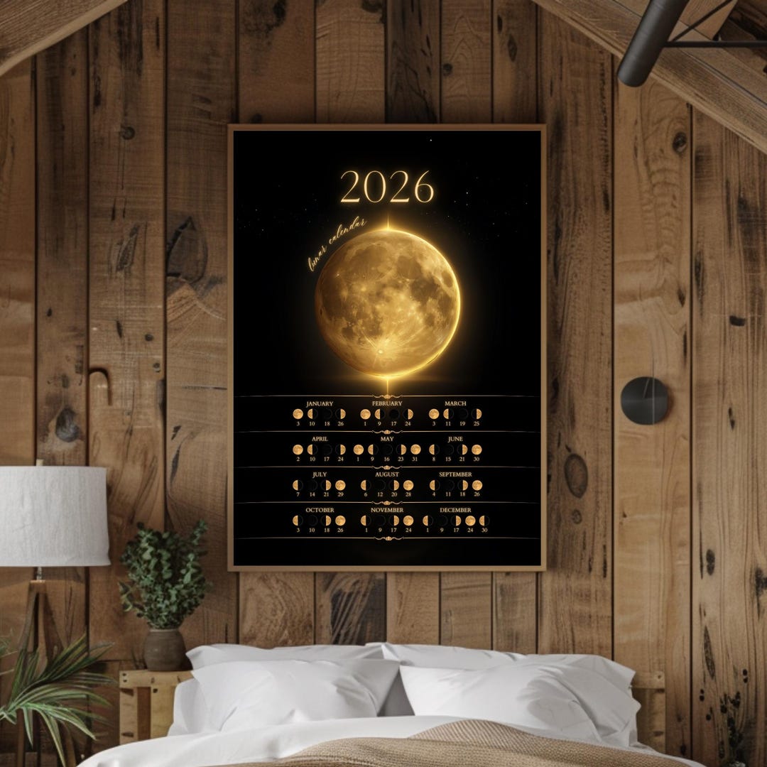 Enchanting Lunar Calendar 2026 | Moon Phases Poster | 300 DPI | Size ...