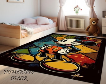 Mickey Mouse Rug, Mickey Mouse Design, Unique Design Rug, Mickey Mouse Decor, Nonslip Rug, Modern Abstract Rug, Cartoon Rug, Child Room Rug