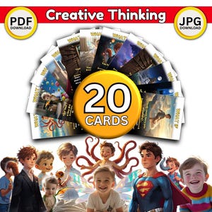 Schede didattiche "Cosa succederebbe se..." - Schede stampabili per bambini dai 3 agli 8 anni, Pensiero creativo, Schede di immaginazione, Schede per iniziare una storia, Schede per insegnanti, Attività per bambini