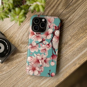 Cherry Blossom MagSafe Tough Phone Case | iPhone 15 14 13 Plus Pro Max Mini | Summer Vibes Cherry Blossom Cover Gift For Her