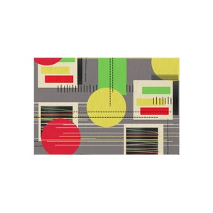 Rug, Barkcloth Retro Mid Century Inspired Outdoor Rug  Vintage Design Entrance Porch Rug Bold Bright Rug for Entry Way Vintage 60s Inspired
