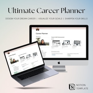 Notion Career Planner Template, Career Dashboard, Vision Board, Goal Setting, Job Search and Application Tracker, Personal Brand, Networking