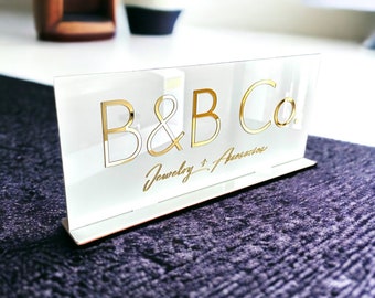 Company Logo Sign, Reception Sign, Business Table Sign, Acrylic Table Sign, Business Sign for Table, Acrylic Table Sign with Stand