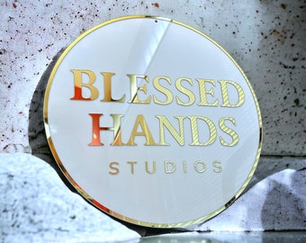 Acrylic Business Sign, Custom Logo Sign, Business Logo Sign, Outdoor Sign, 3D Acrylic Signage, Blessed Sign, Business Door Sign, White Sign