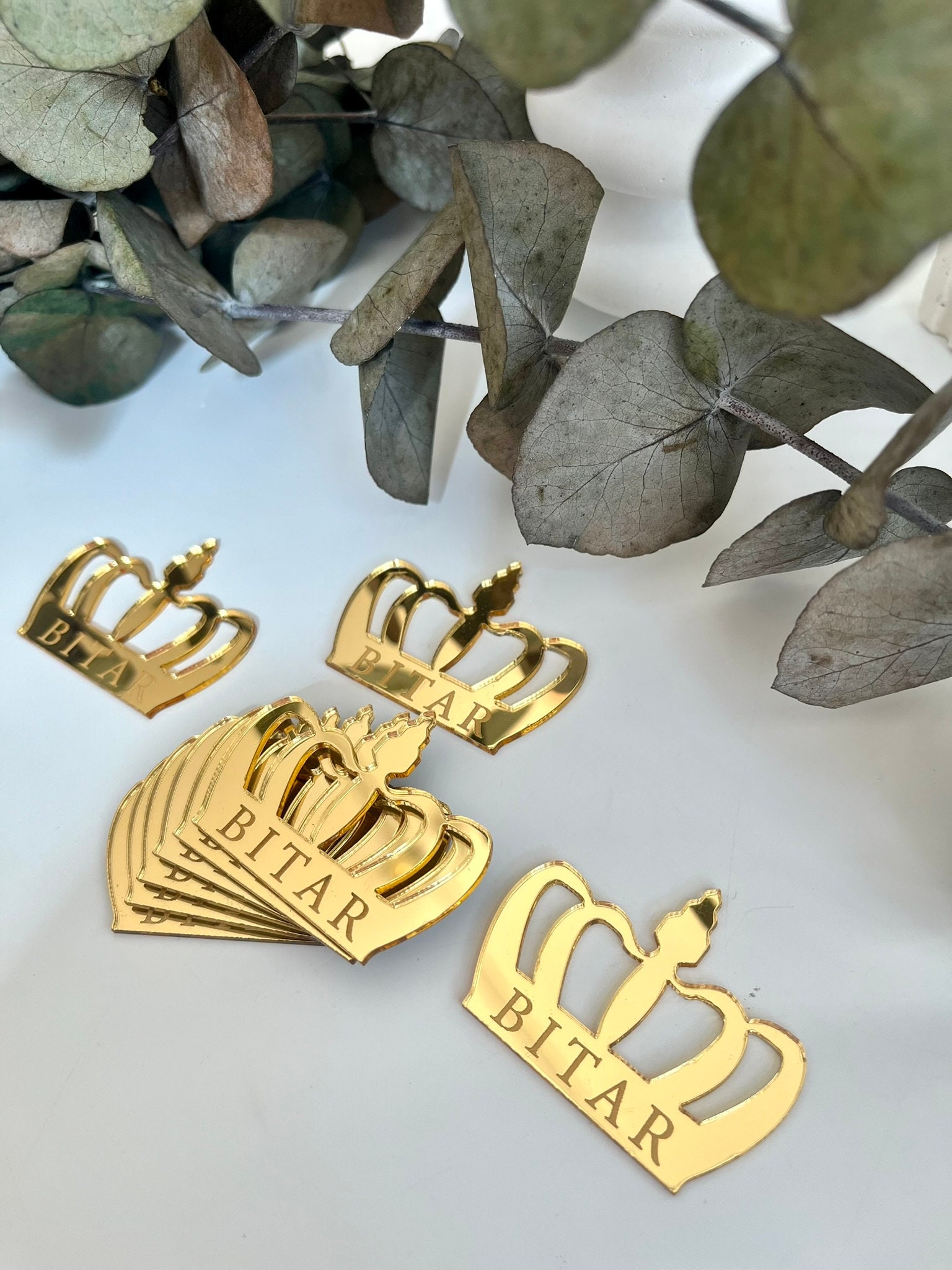 Tiara Crown Tags, Gold Crown Tag, 20pcs, Custom Crown, Personalized