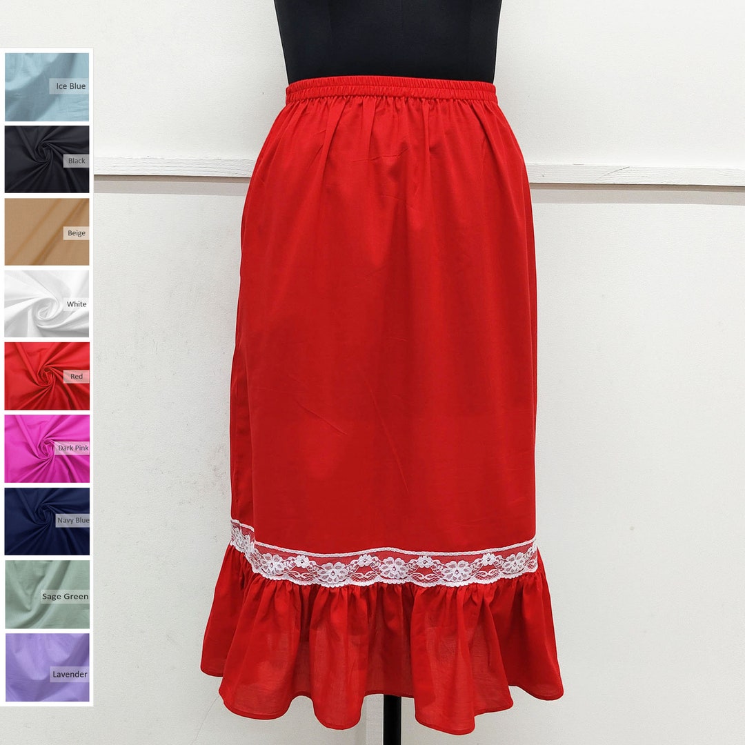 Half Slip Cotton Ruffle Underskirt, Customized Dress Extender