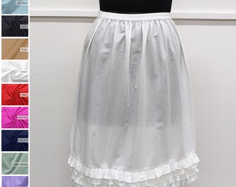 Cotton Ruffle Underskirt, Half Slip, Dress Extender, Frill Petticoat For Women, Customized Dress Liner -  XS to 5XL Sizes